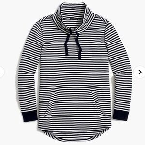 J.Crew Striped Waffle Cowl Sweatshirt | Cozy Nautical Pullover | Small